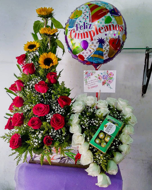 Media Luna Rosas con Diseño Corazón