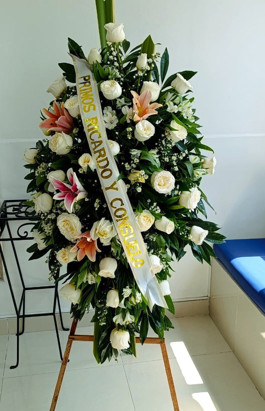 Pedestal Fúnebre Rosas y Lirios
