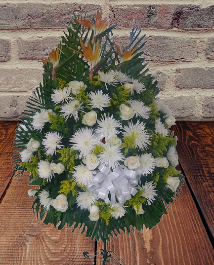 Abanico Fúnebre Rosas, Chirosa y Flor Exótica