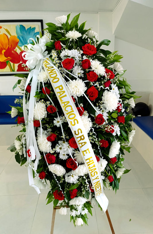Pedestal Fúnebre Rosas, Lirios y Margaritas