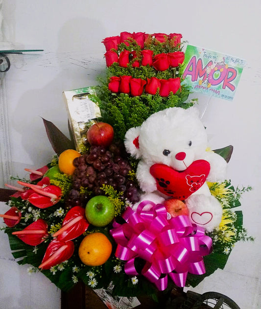 Frutero Lineal con Chocolates y Peluche