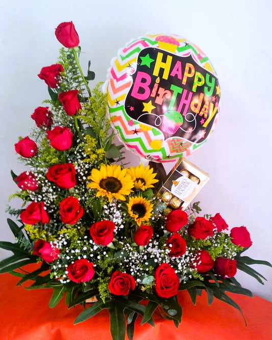 Media Luna Rosas, Girasoles y Chocolates