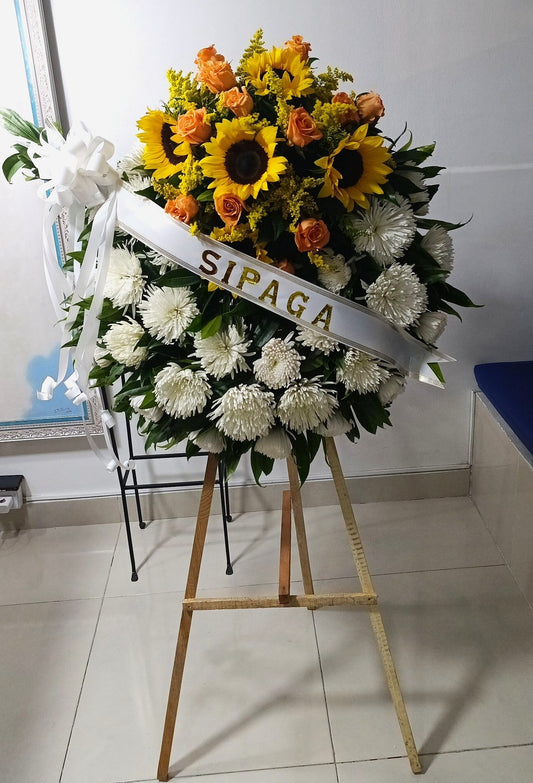 Corona Fúnebre Rosas, Fully y Girasoles
