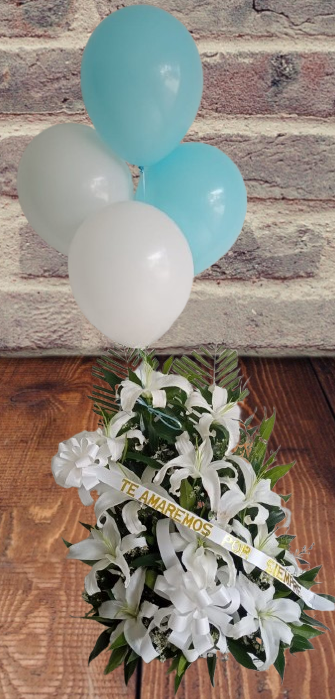 Ramo Tradicional Fúnebre Lirios y Globos
