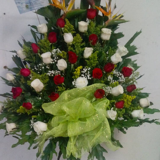 Abanico Fúnebre Rosas Bicolor