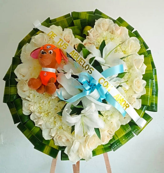 Corona Fúnebre Rosas y Peluche
