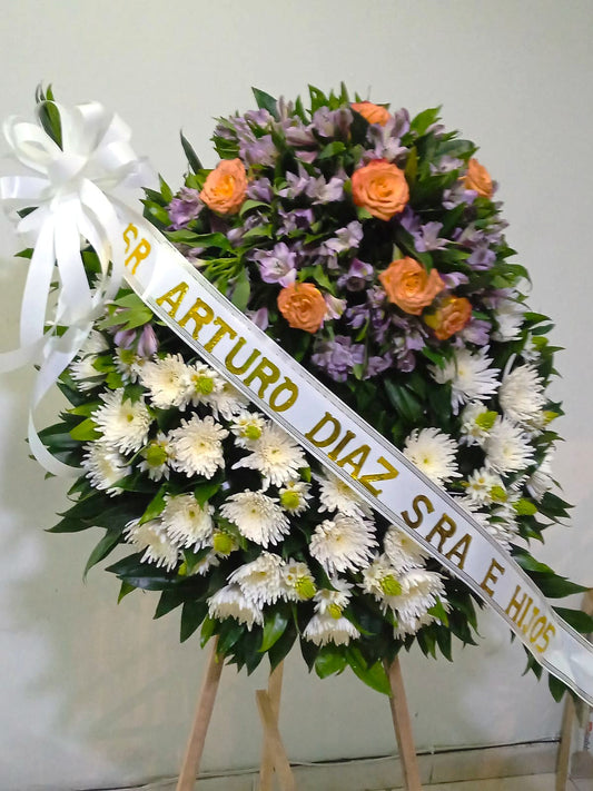 Corona Fúnebre Fully, Estrella de Belén, Rosas y Astromelia