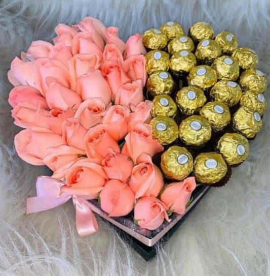 Caja Corazón Rosas y Chocolates