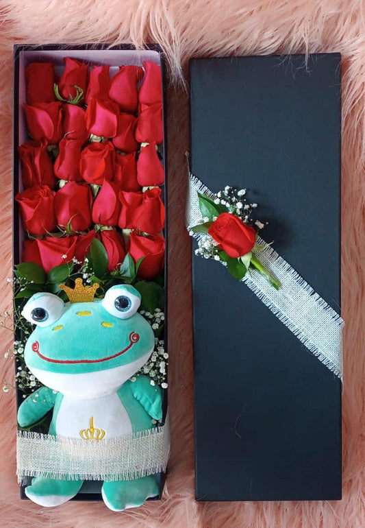 Caja Rosas y Peluche