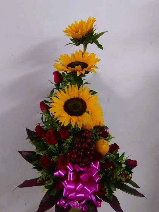Ikebana Rosas y Girasoles